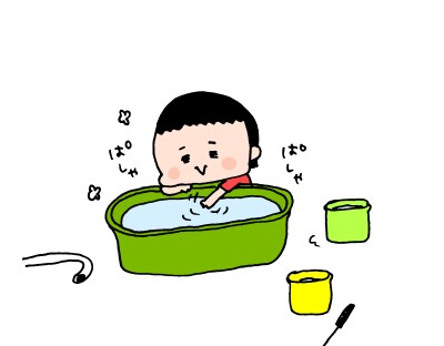 夏真っ盛り！2歳になる我が子、おうち水遊びは「○○型」!?　ハナペコ絵日記＜15＞の画像10