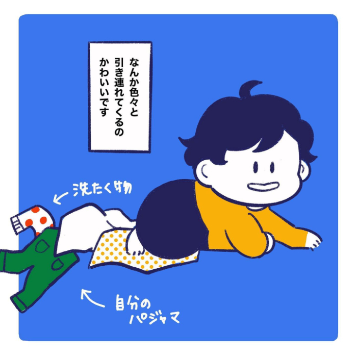 ねぇ、お供を連れてどこいくの…？ずりばいしている０歳児にフフッの画像16